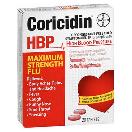 Coricidin Hbp, Coricidin Hbp Flu Tablets Maximum Strength, 20 each