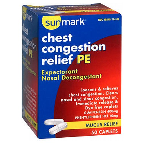 Sunmark, Sunmark Chest Congestion Relief Pe, 50 tabs