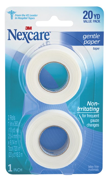 Medical Tape Gentle White 1 Inch X 10 Yard Paper NonSterile - 2 rolls