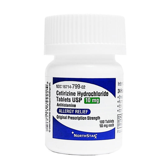 NorthStar Rx Cetirizine HCl Antihistamine Allergy Relief, 10 mg Strength - 100 Tablets