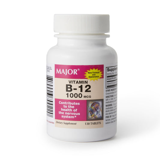 Major Vitamin B12 Tablet 1,000 mcg - 130 per Bottle