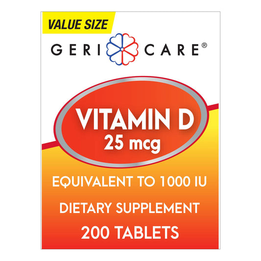 Gericare Vitamin D3 25 mcg (1,000 IU) - 200 Tablets