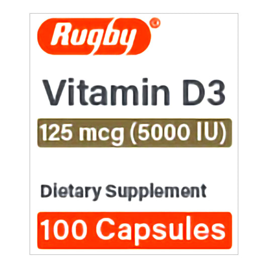 Rugby Vitamin D3 Capsule 125 mcg - 100 per Bottle