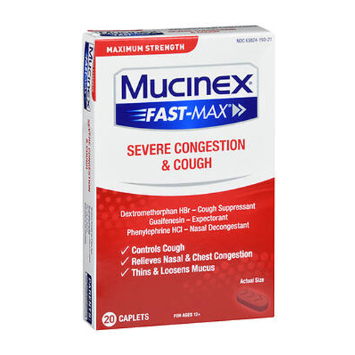 Airborne, Mucinex Fast Max Severe Congestion & Cough Caplets, 20 Caplets