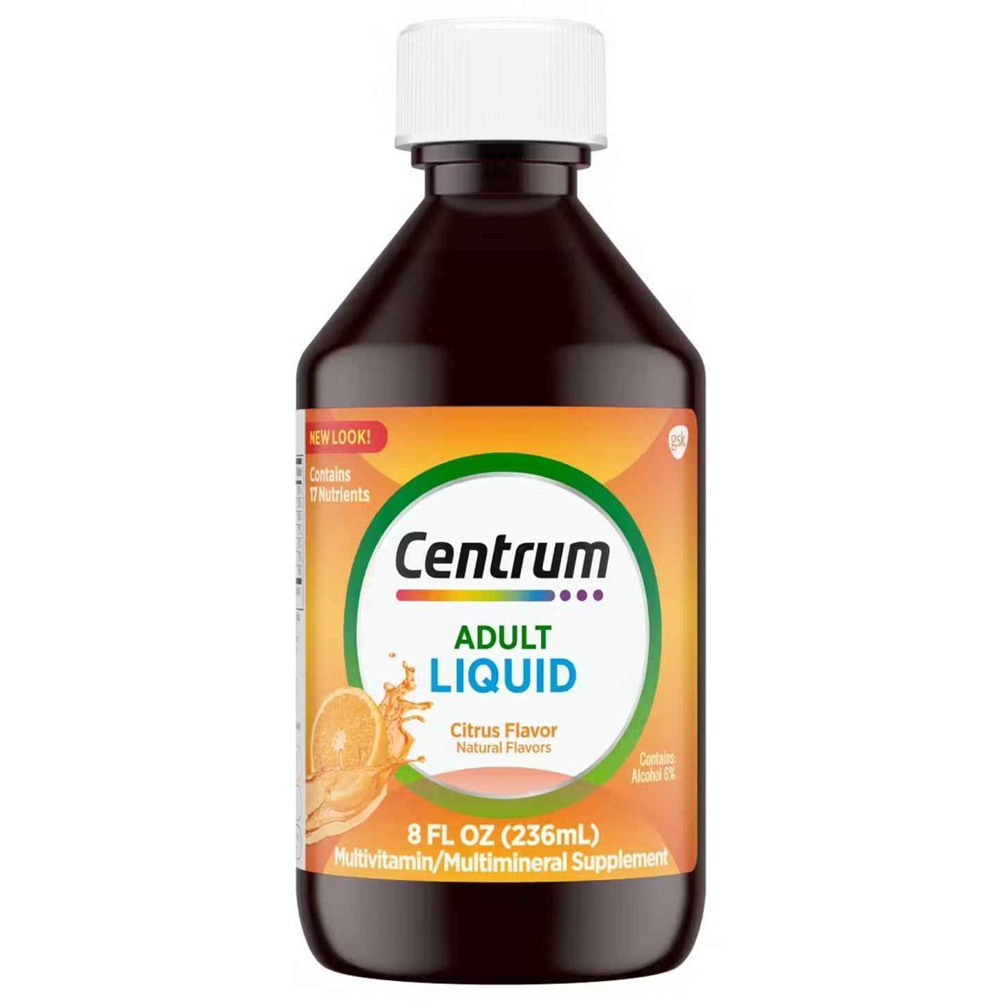 Centrum Liquid Multivitamin Vitamin A, C, D3, E, Citrus Flavor - 8 oz