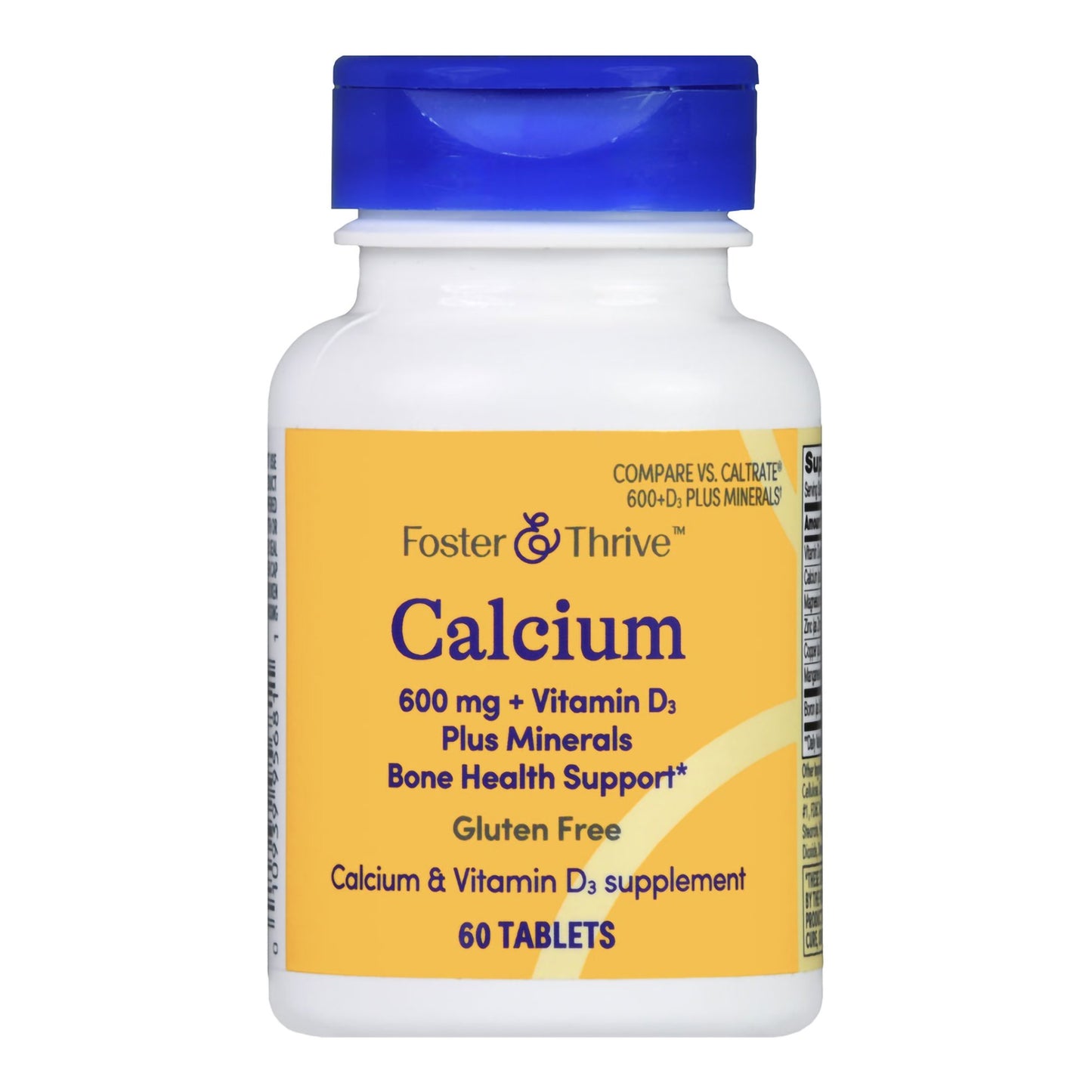 Foster & Thrive Calcium 600 mg + Vitamin D3 Plus - 60 tablets