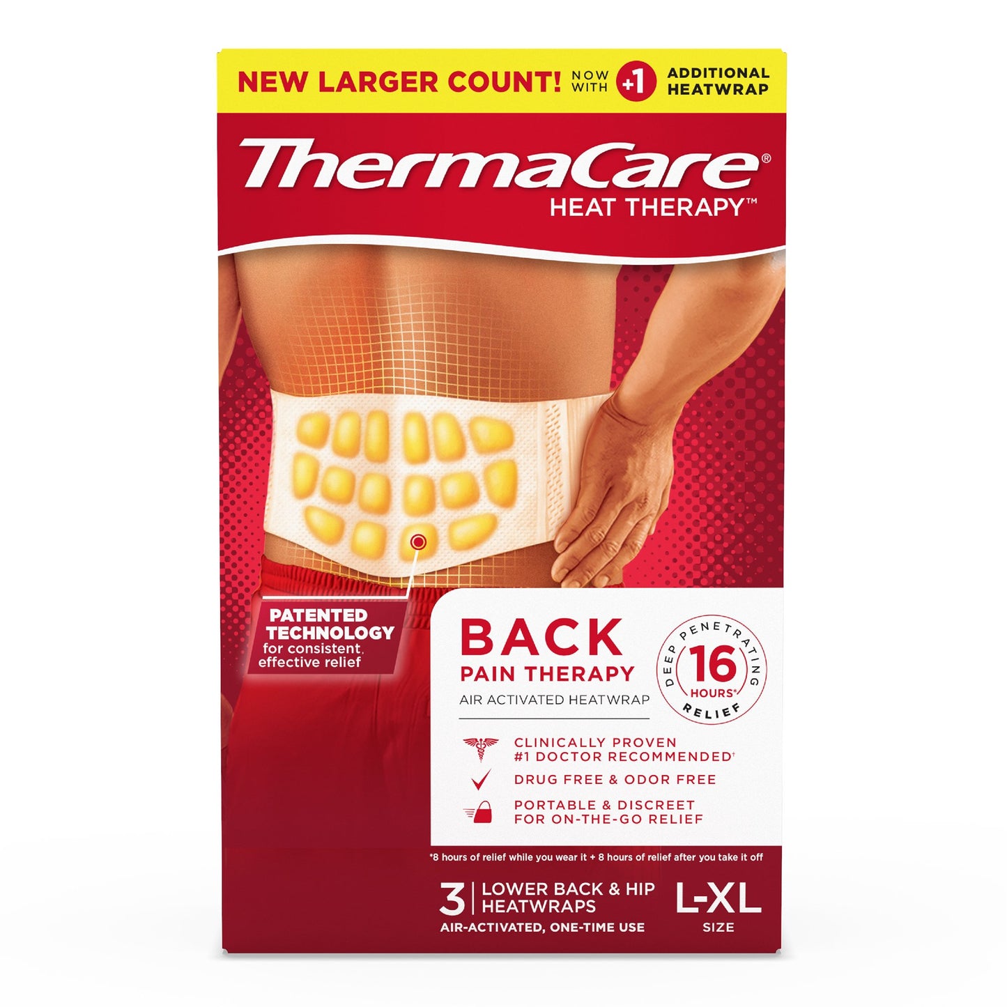 Instant Hot Patch HeatWraps, Back and Hip - 3 count