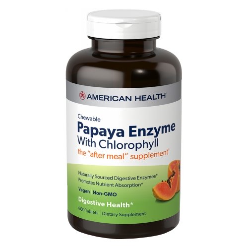 American Health, Papaya Enzyme With Chlorophyll, 600 Chewable Tablets