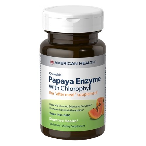 American Health, Papaya Enzyme With Chlorophyll, 100 Chewable Tablets