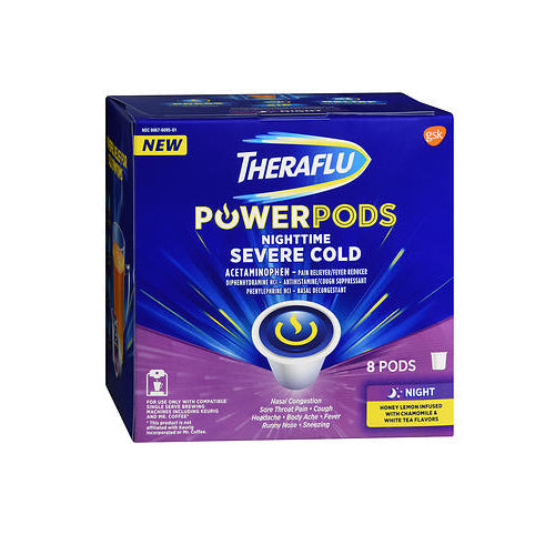 Aquafresh, Theraflu Nighttime Severe Cold Power Pods Honey Lemon Infused with Chamomile & White Tea Flavors, 8 Each