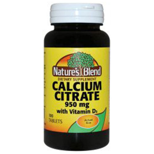 Nature's Blend, Calcium Citrate With Vitamin D3, 950 Mg, 100 Tabs