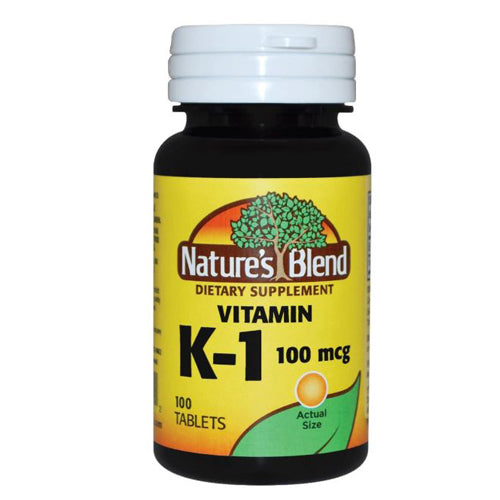 Nature's Blend, Vitamin K1 (Phytonadione), 100 mcg, 100 Tabs