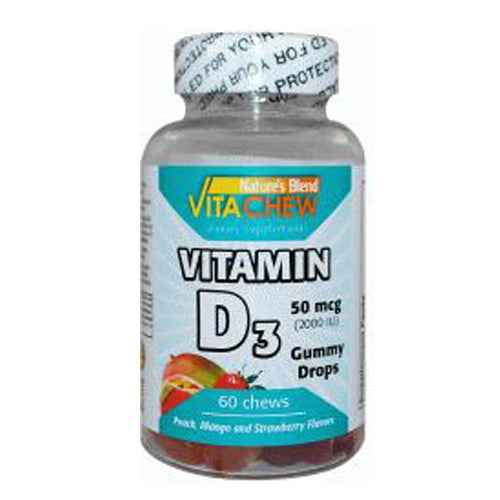 Nature's Blend, Vitamin D3 Peach Mango & Strawberry Flavor, 50mcg (2000IU), 60 Gummies