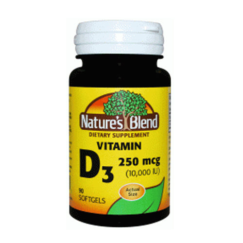 Nature's Blend, Vtiamin D3, 250mcg (10000IU), 90 Softgels