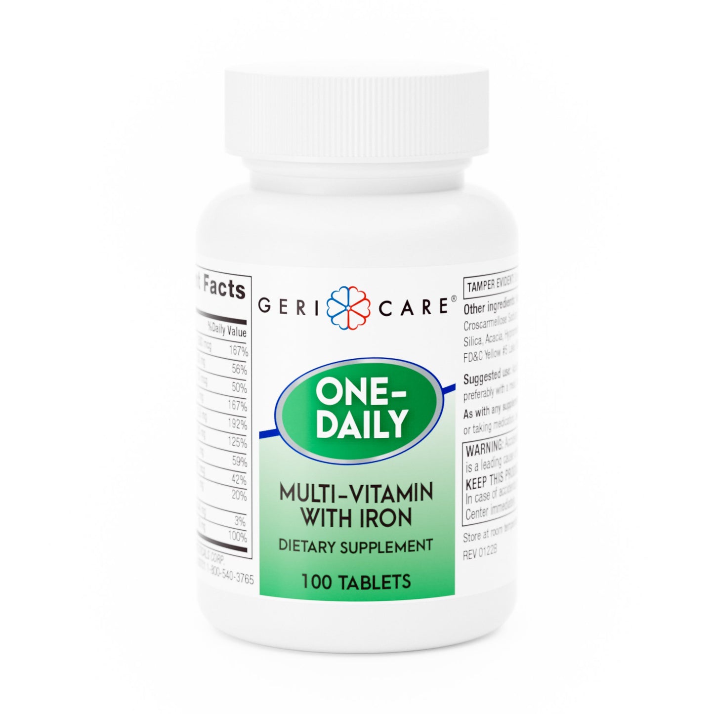 GeriCare One Daily Multivitamin Supplement with Iron - 100 Tablets