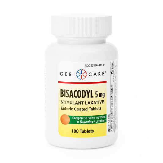 GeriCare Bisacodyl 5 mg Stimulant Laxative, Constipation Relief - 100 Tablet