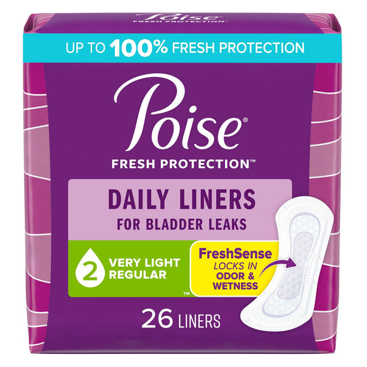 Poise Incontinence Panty Liners, Very Light Absorbency, Regular, 26 Count