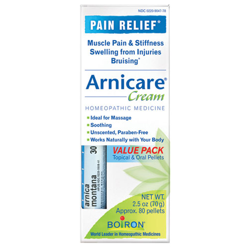 Boiron, Arnicare Cream Value Pack with Montana Blue Tube, 2.5 oz+ 30c Pellets