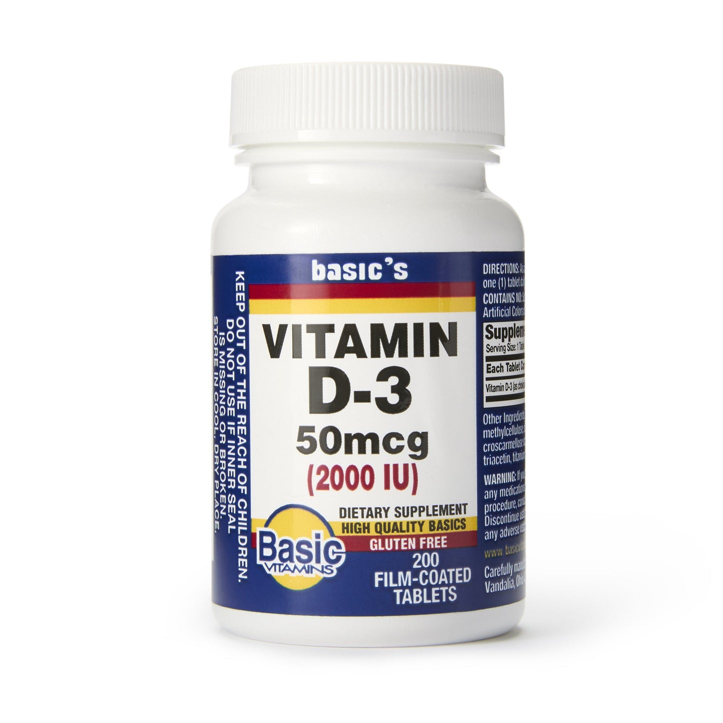 Basic's Vitamin D3 2,000 IU -  200 per Bottle