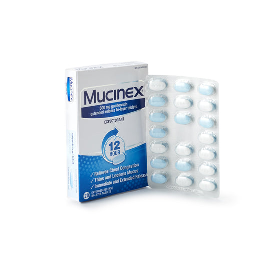 Mucinex 600 mg Guaifenesin Tablets - 20 tablets