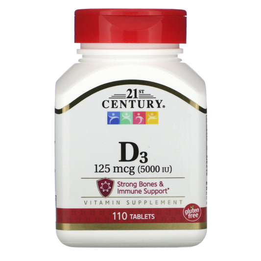 21st Century Vitamin D3 125 mcg (5,000 IU) - 110 Tablets