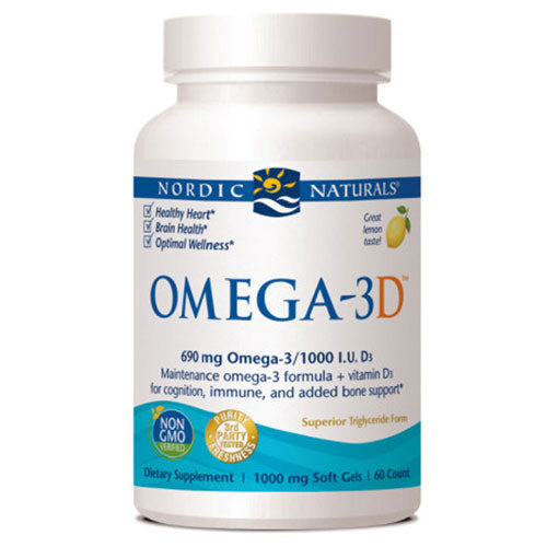 Nordic Naturals, Omega-3D, 1000 mg, Lemon, 60 Softgels