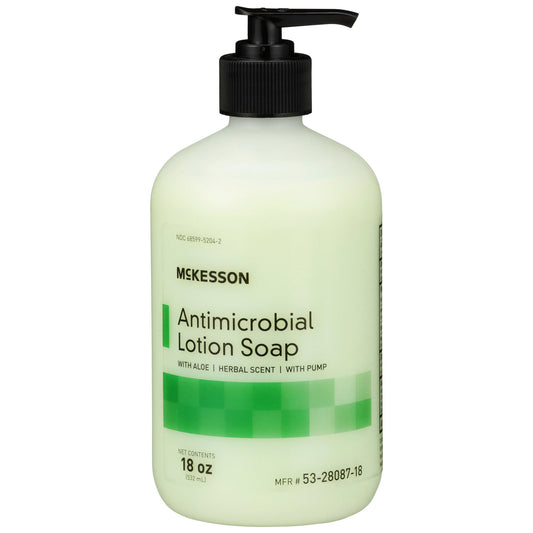 McKesson Antimicrobial Lotion Soap with Pump, Aloe, Herbal Scent - 18 oz