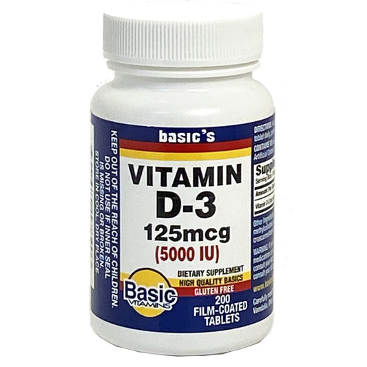 Basic's Vitamin D3 Tablet 5,000 IU - 200 per Bottle