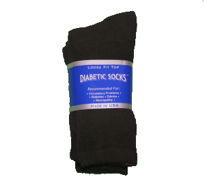 Diabetic Crew Socks, Black, Medium - 3 count