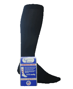 Compression Knee-High Socks, 15-20 mmHg, Unisex Black, Medium - 1 pair