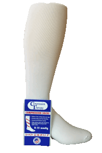 Compression Knee-High Socks, 15-20 mmHg, Unisex White, X-Large - 1 pair