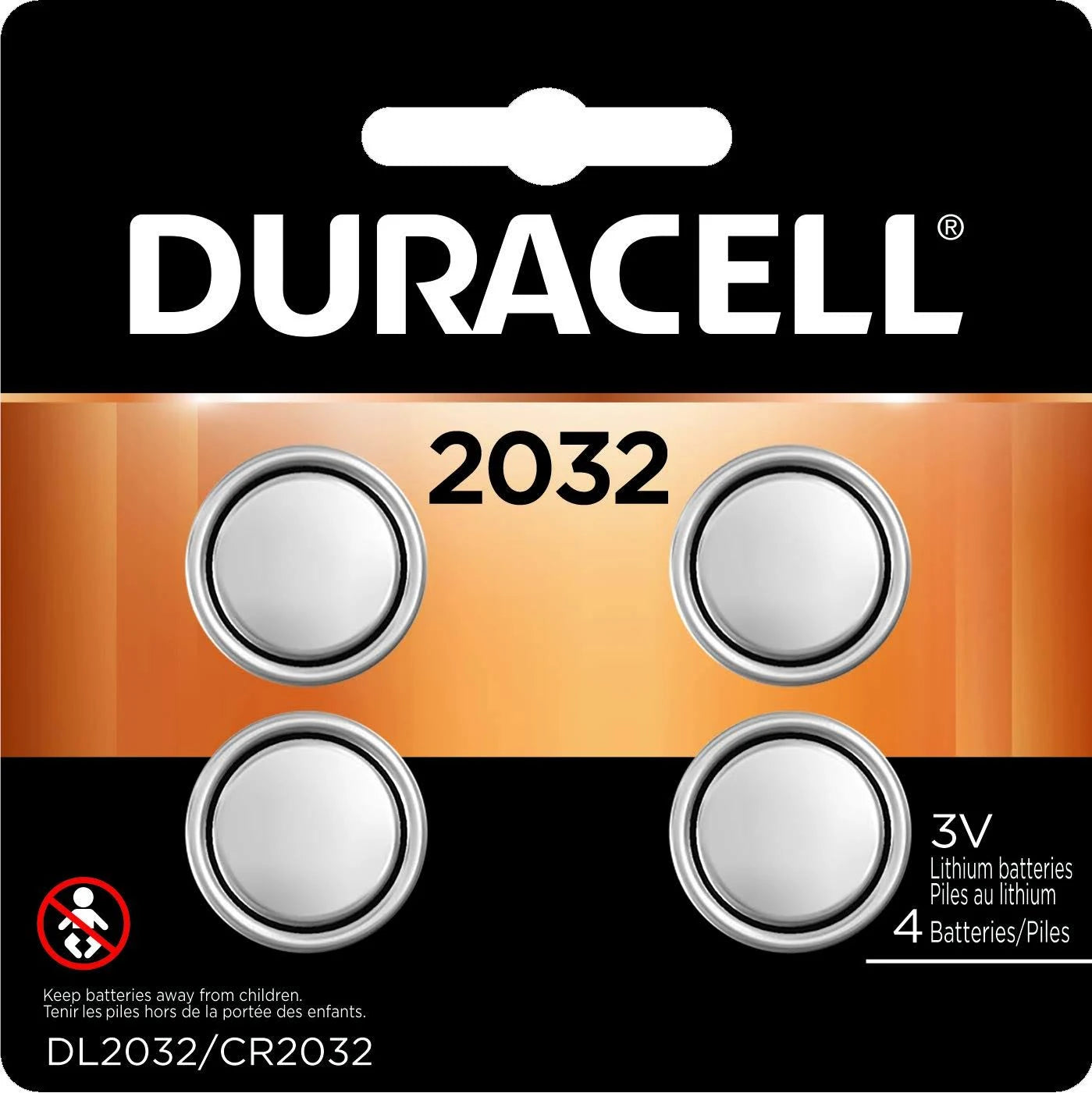 Duracell DL2032 Lithium Medical Battery, 3V - 4 pack